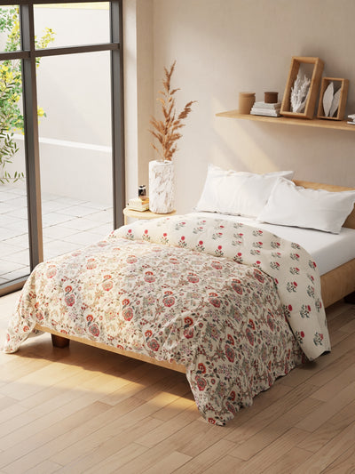 Super Soft Microfiber Double Comforter For All Weather <small> (floral-red)</small>