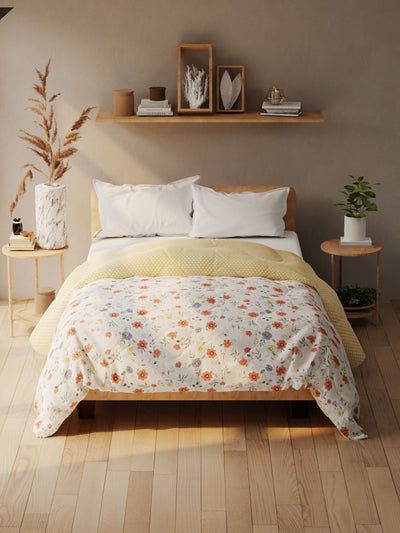 Super Soft Microfiber Double Comforter For All Weather <small> (floral-yellow)</small>