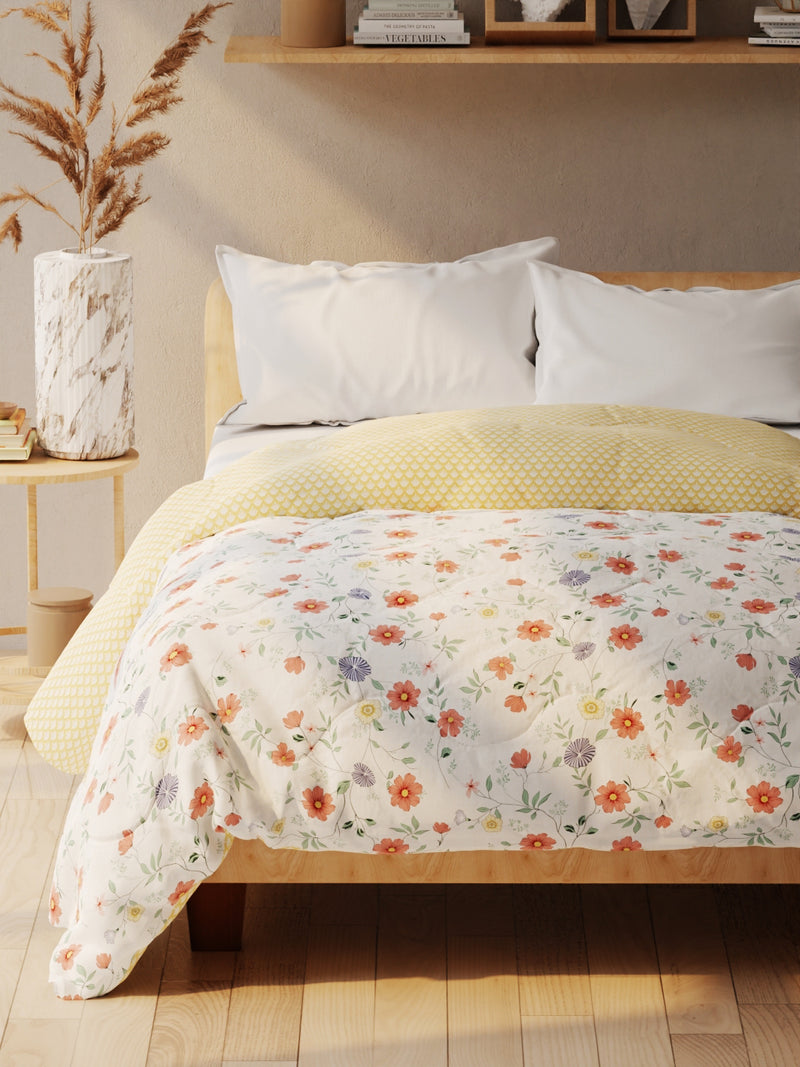 Super Soft Microfiber Double Comforter For All Weather <small> (floral-yellow)</small>