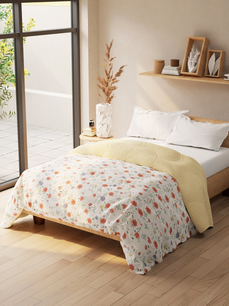 Super Soft Microfiber Double Comforter For All Weather <small> (floral-yellow)</small>