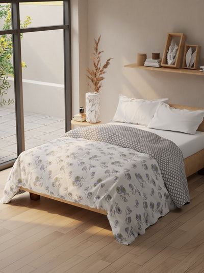 Super Soft Microfiber Double Comforter For All Weather <small> (floral-blue/multi)</small>