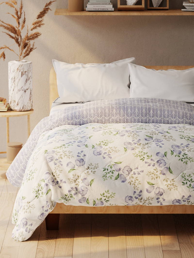 Super Soft Microfiber Double Comforter For All Weather <small> (floral-blue)</small>