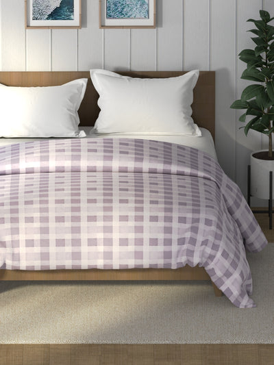 Super Soft 100% Cotton Fabric Comforter For All Weather <small> (checks-lavendar)</small>