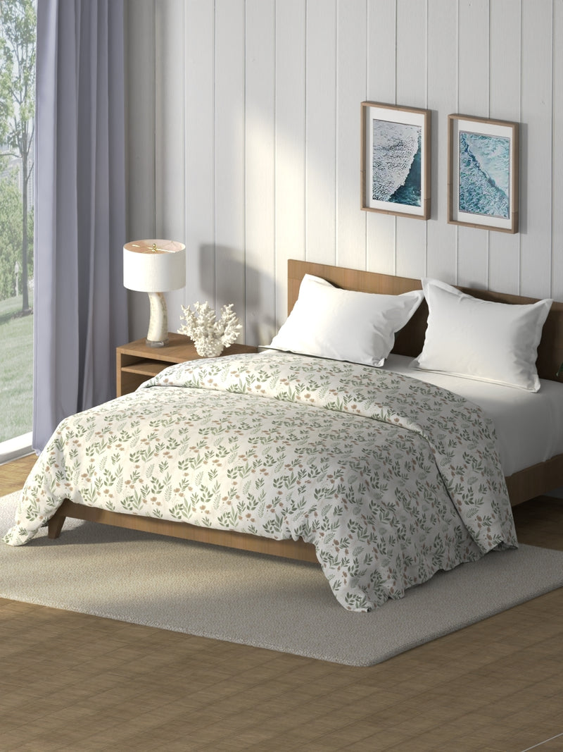 Super Soft 100% Cotton Fabric Comforter For All Weather <small> (floral-fairgreen)</small>