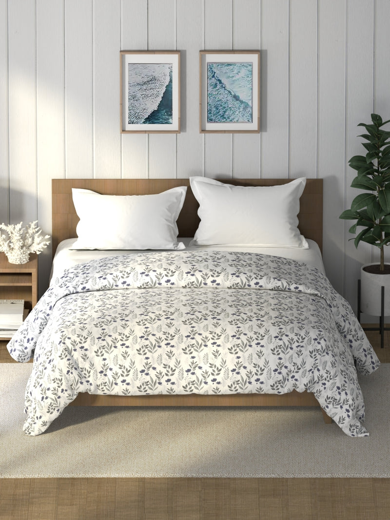 Super Soft 100% Cotton Fabric Comforter For All Weather <small> (floral-sharkfingrey)</small>