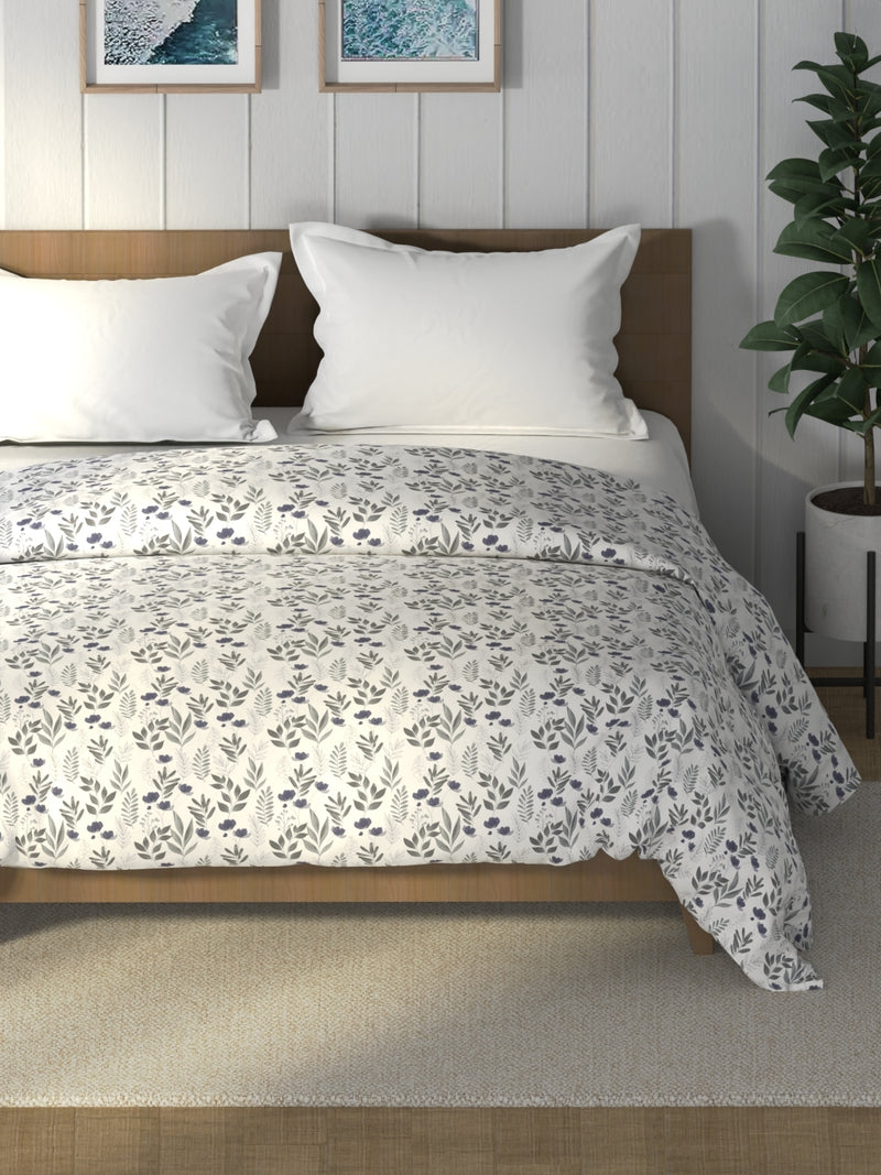 Super Soft 100% Cotton Fabric Comforter For All Weather <small> (floral-sharkfingrey)</small>