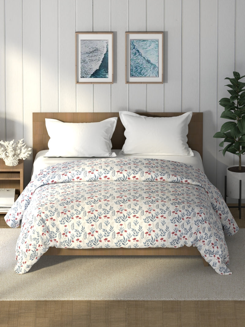 Super Soft 100% Cotton Fabric Comforter For All Weather <small> (floral-captainblue)</small>