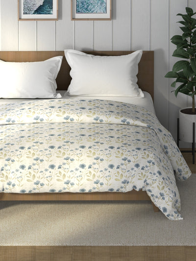 Super Soft 100% Cotton Fabric Comforter For All Weather <small> (floral-vesselgrey)</small>