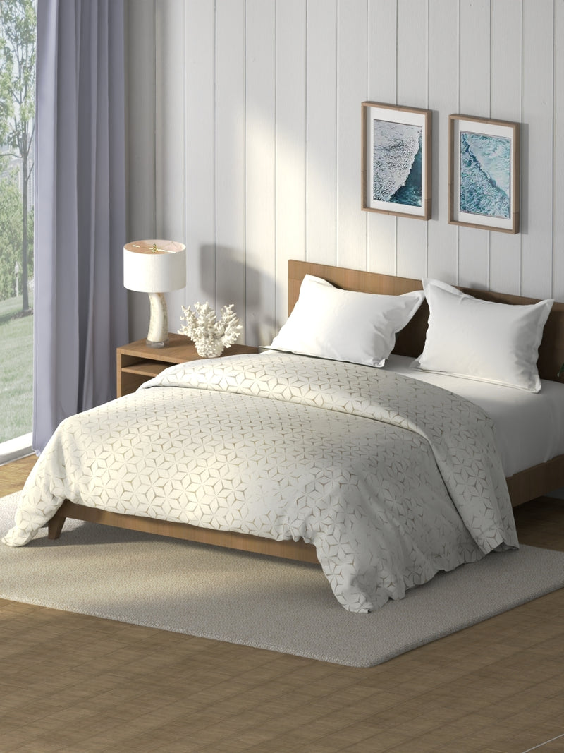 Super Soft 100% Cotton Fabric Comforter For All Weather <small> (geometric-naturalbeige)</small>