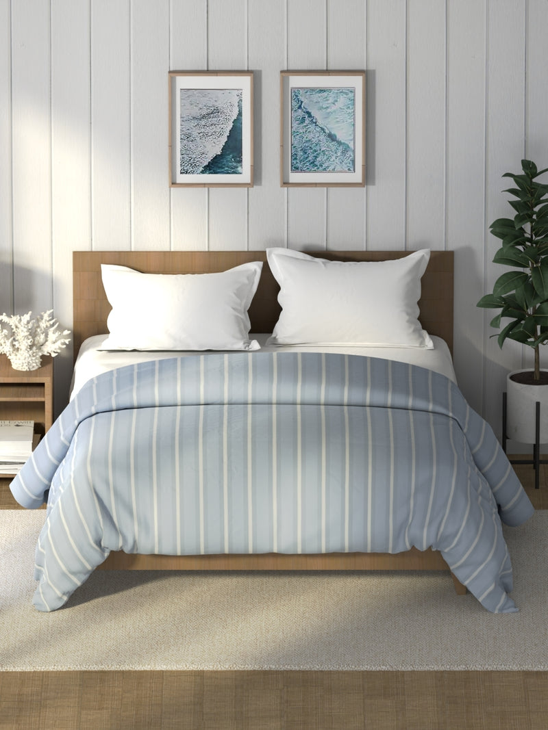 Super Soft 100% Cotton Fabric Comforter For All Weather <small> (stripe-vesselgrey)</small>