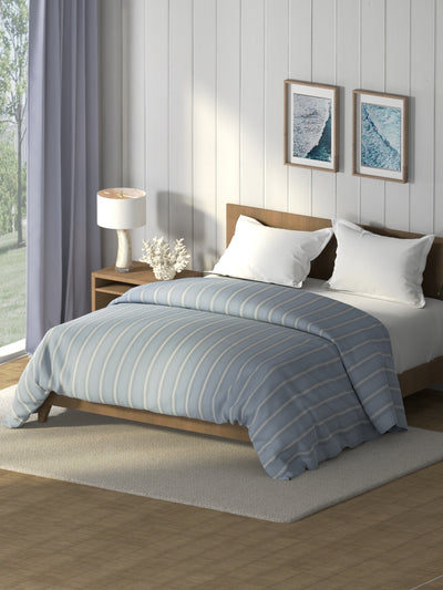 Super Soft 100% Cotton Fabric Comforter For All Weather <small> (stripe-vesselgrey)</small>