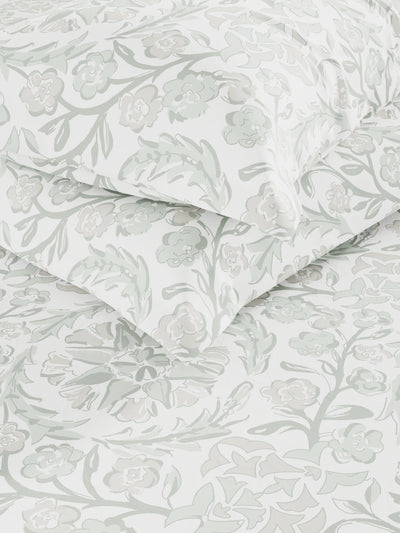 Super Soft 100% Cotton Double Comforter With 1 King Bedsheet And 2 Pillow Covers For All Weather <small> (floral-fairgreen)</small>