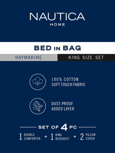 Super Soft 100% Cotton Double Comforter With 1 King Bedsheet And 2 Pillow Covers For All Weather <small> (geometric-blue)</small>