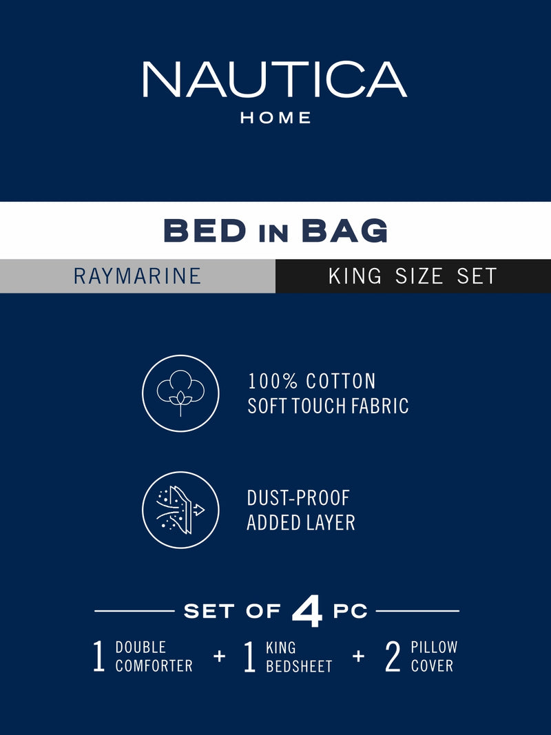 Super Soft 100% Cotton Double Comforter With 1 King Bedsheet And 2 Pillow Covers For All Weather <small> (geometric-ensignblue)</small>