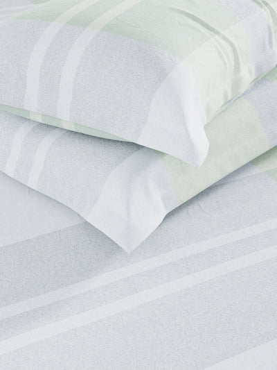 Super Soft 100% Cotton Double Comforter With 1 King Bedsheet And 2 Pillow Covers For All Weather <small> (geometric-grey/green)</small>