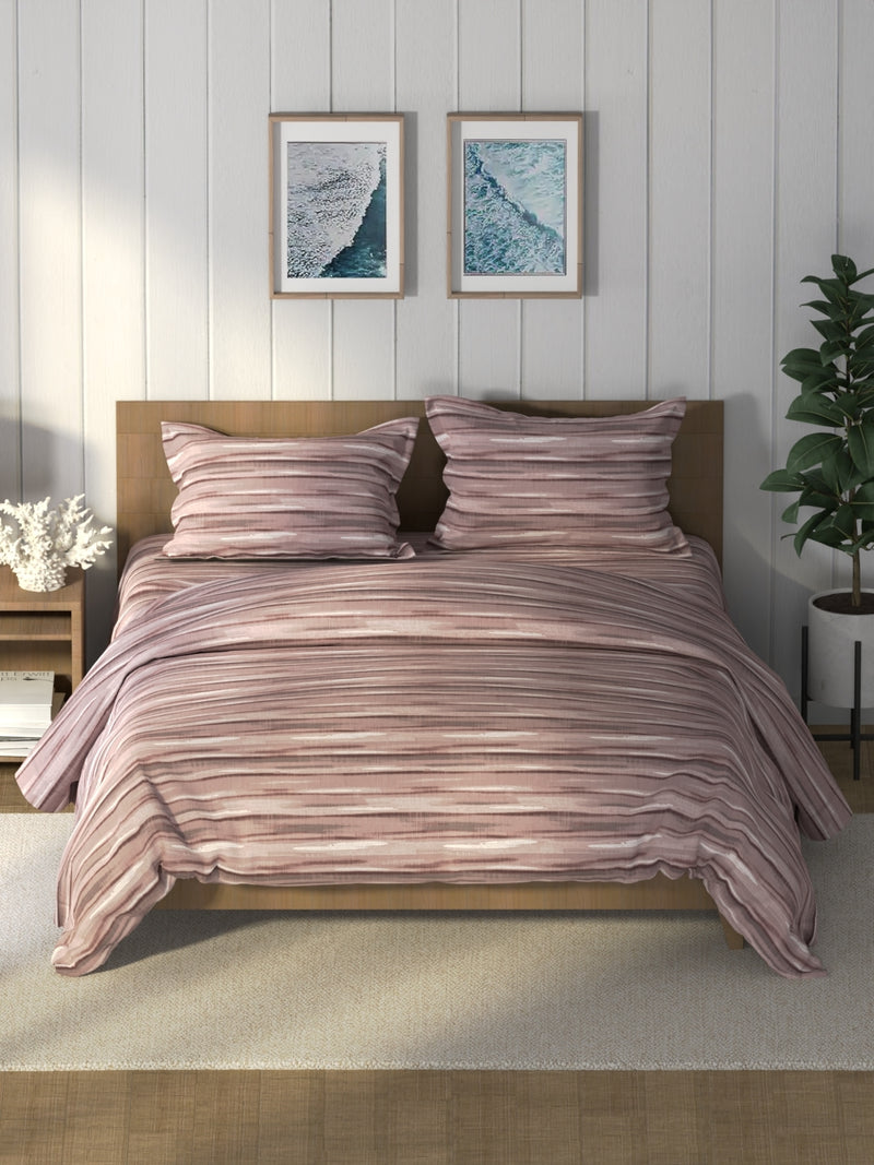 Super Soft 100% Cotton Double Comforter With 1 King Bedsheet And 2 Pillow Covers For All Weather <small> (abstract-peachpower)</small>