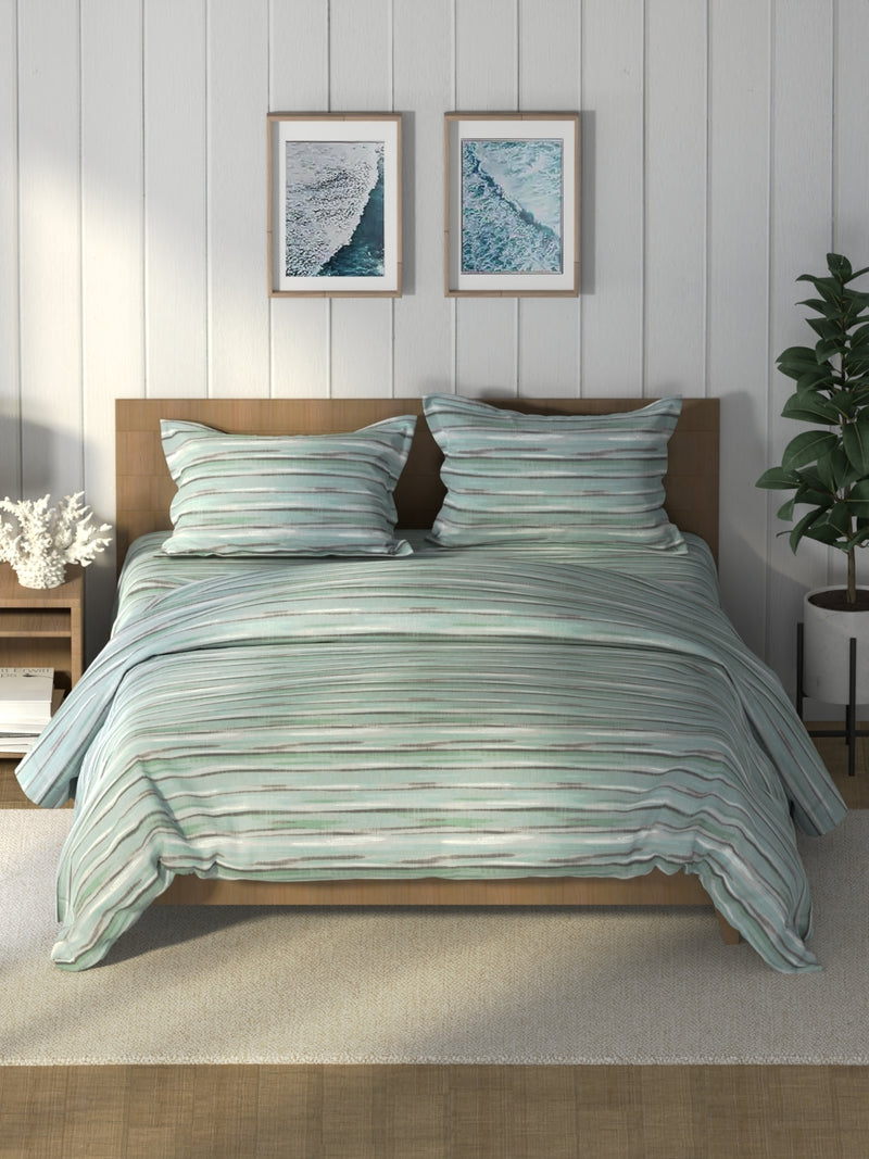 Super Soft 100% Cotton Double Comforter With 1 King Bedsheet And 2 Pillow Covers For All Weather <small> (abstract-seagreen)</small>