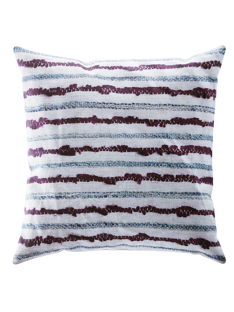 Decorative Hand Loom Cotton Jute Cushion Covers <small> (stripe-ivory/multi)</small>