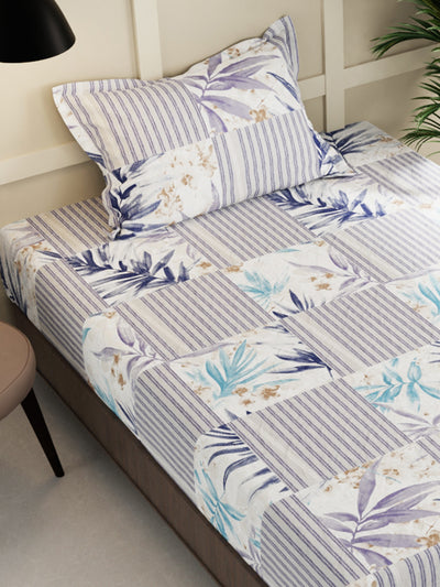 Extra Smooth Micro 2 Single Bedsheet With 2 Pillow Cover <small> (stripe-blue/multi)</small>