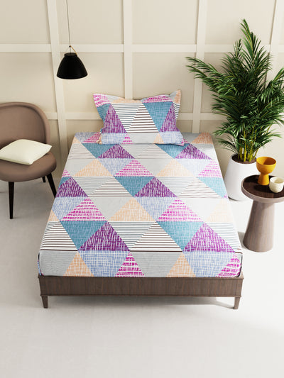 Extra Smooth Micro 2 Single Bedsheet With 2 Pillow Cover <small> (geometric-multi)</small>