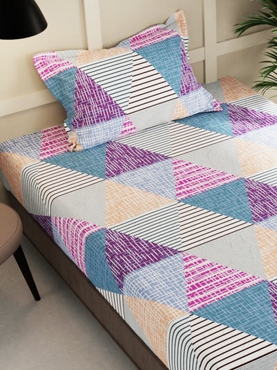 Extra Smooth Micro 2 Single Bedsheet With 2 Pillow Cover <small> (geometric-multi)</small>