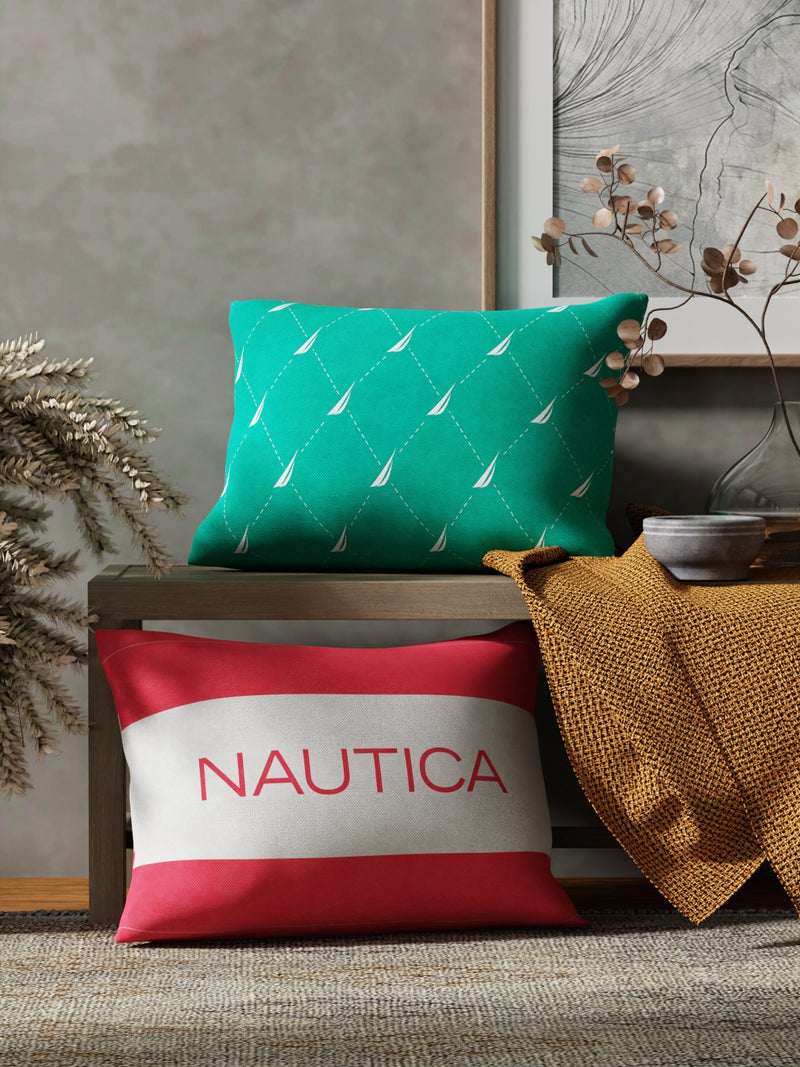 Premium Cotton Printed Cushion Covers <small> (stripe-mint/coral)</small>