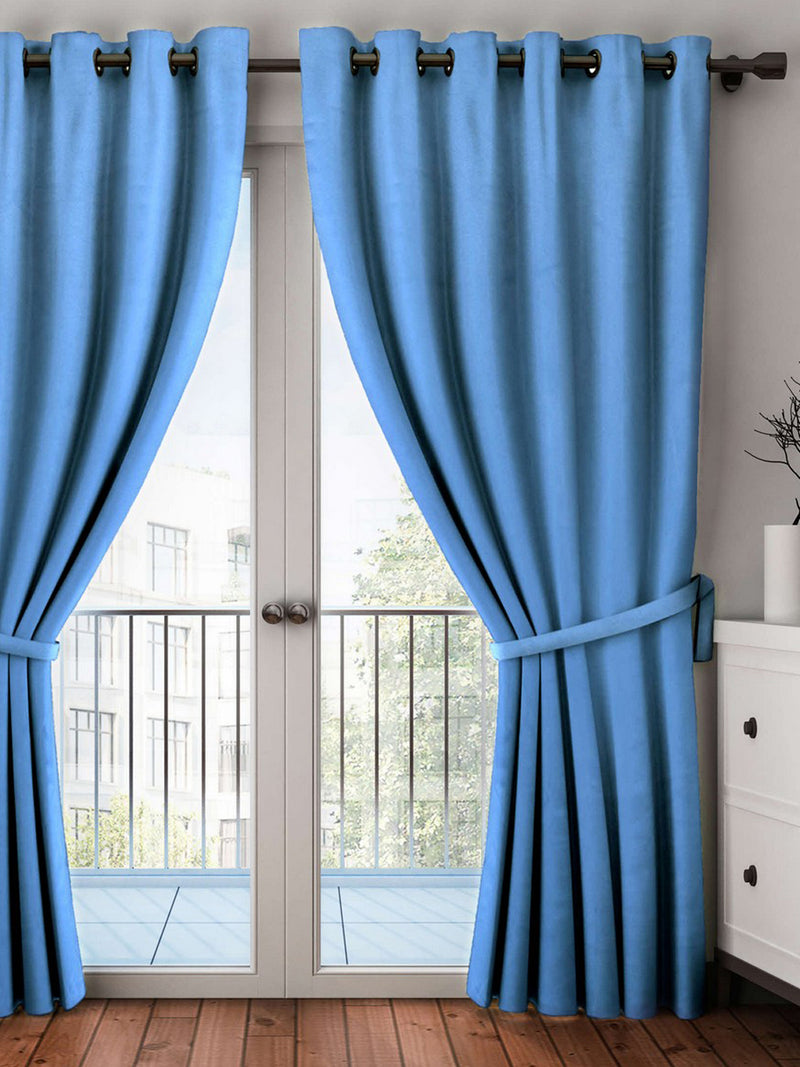 Satin Blackout Light Blocking & Soundproof Curtain <small> (plain-blue)</small>