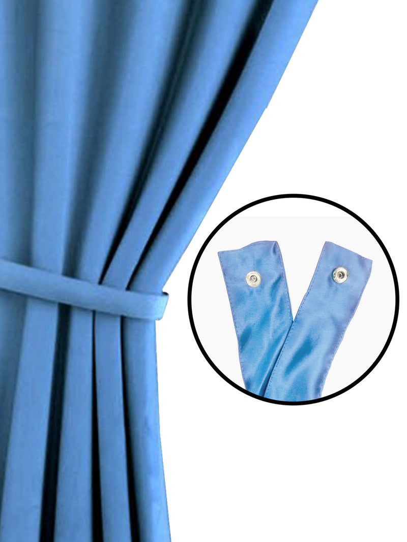 Satin Blackout Light Blocking & Soundproof Curtain <small> (plain-blue)</small>