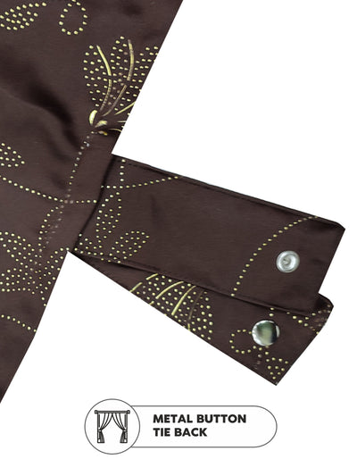 100% Blackout Thermal Insulated Noise Reducing Eyelet Curtain <small> (floral-brown)</small>