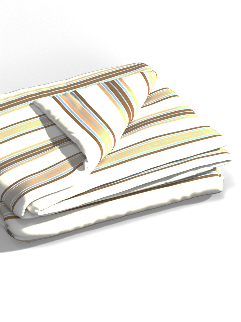 Super Soft Bamboo Cotton Blanket With Pure Cotton Flannel Filling <small> (stripe-ivory/khaki)</small>