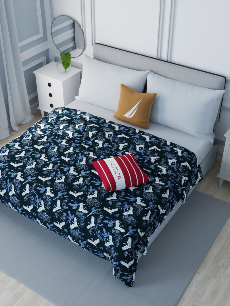 Super Soft Bamboo Cotton Blanket With Pure Cotton Flannel Filling <small> (floral-navy)</small>