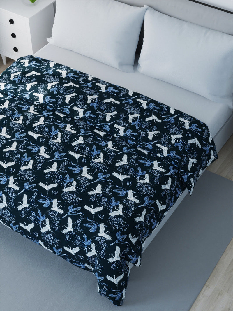 Super Soft Bamboo Cotton Blanket With Pure Cotton Flannel Filling <small> (floral-navy)</small>