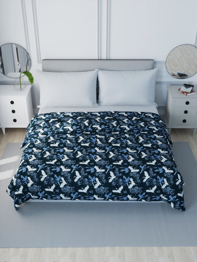 Super Soft Bamboo Cotton Blanket With Pure Cotton Flannel Filling <small> (floral-navy)</small>