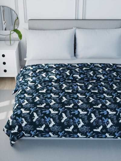 Super Soft Bamboo Cotton Blanket With Pure Cotton Flannel Filling <small> (floral-navy)</small>