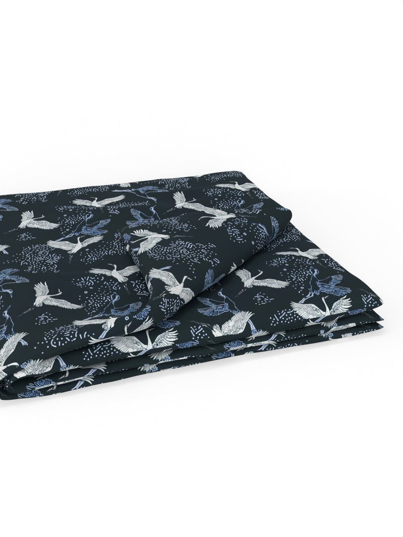 Super Soft Bamboo Cotton Blanket With Pure Cotton Flannel Filling <small> (floral-navy)</small>