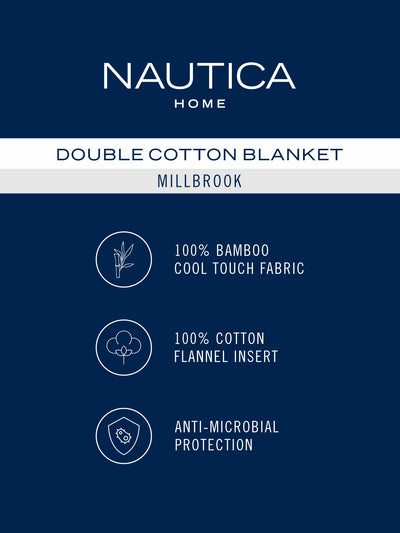 Super Soft Bamboo Cotton Blanket With Pure Cotton Flannel Filling <small> (floral-navy)</small>