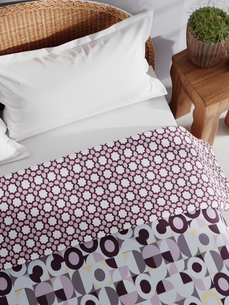 Extremely Soft 100% Muslin Cotton Dohar With Pure Cotton Flannel Filling <small> (geometric-maroon/multi)</small>