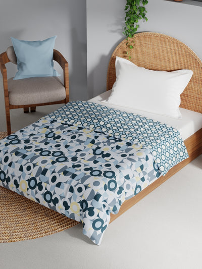 Extremely Soft 100% Muslin Cotton Dohar With Pure Cotton Flannel Filling <small> (geometric-blue/multi)</small>