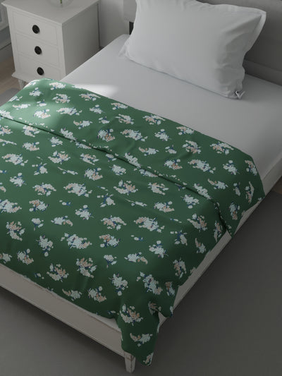 Super Soft Bamboo Cotton Blanket With Pure Cotton Flannel Filling <small> (floral-green)</small>