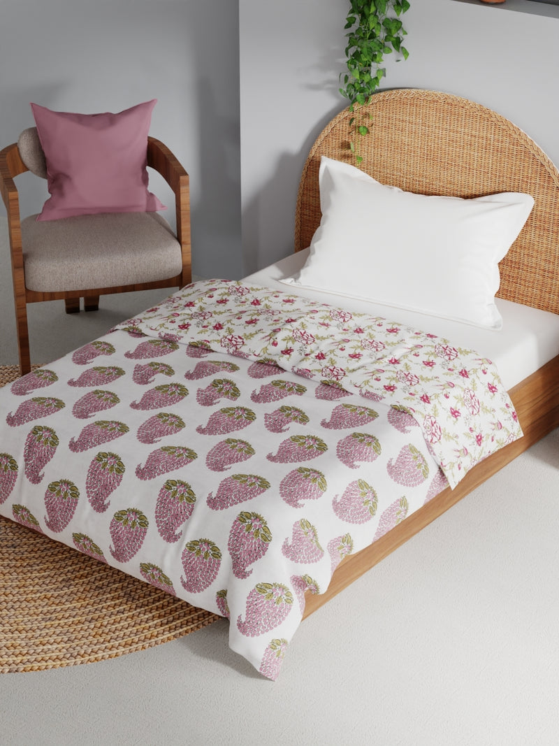 Extremely Soft 100% Muslin Cotton Dohar With Pure Cotton Flannel Filling <small> (floral-pink)</small>