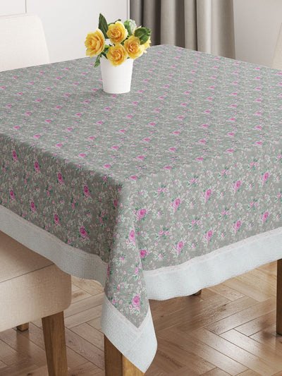 Vinyl Pvc Dining Table Cover Easy To Clean Table Cloth <small> (floral-slate/multi)</small>