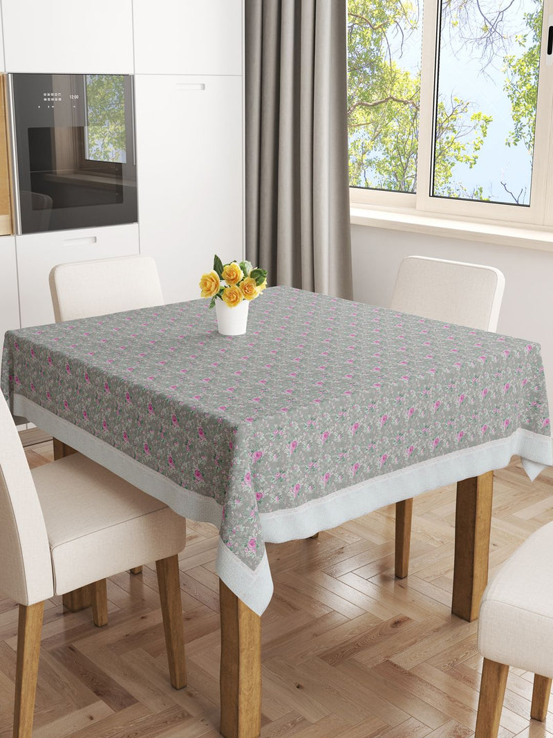 Vinyl Pvc Dining Table Cover Easy To Clean Table Cloth <small> (floral-slate/multi)</small>