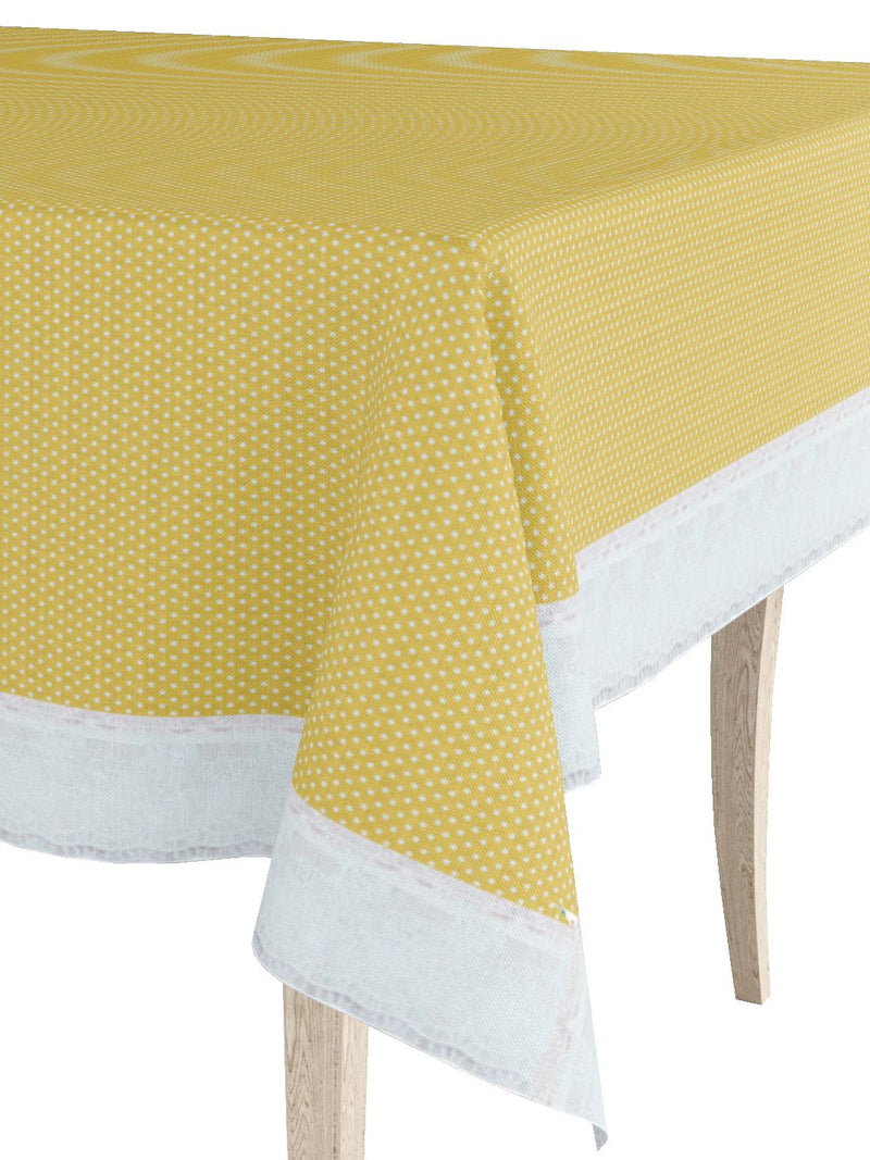 Vinyl Pvc Dining Table Cover Easy To Clean Table Cloth <small> (polka dot-yellow)</small>