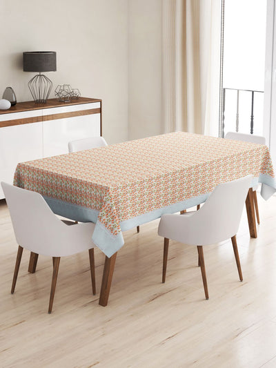 Vinyl Pvc Dining Table Cover Easy To Clean Table Cloth <small> (floral-orange/ivory)</small>