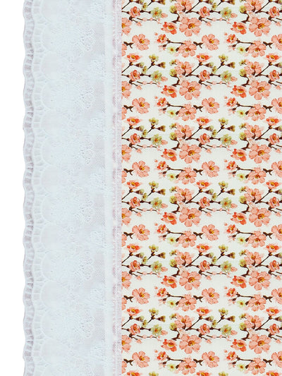 Vinyl Pvc Dining Table Cover Easy To Clean Table Cloth <small> (floral-orange/ivory)</small>