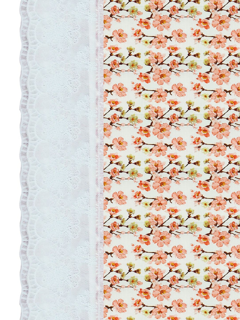 Vinyl Pvc Dining Table Cover Easy To Clean Table Cloth <small> (floral-orange/ivory)</small>