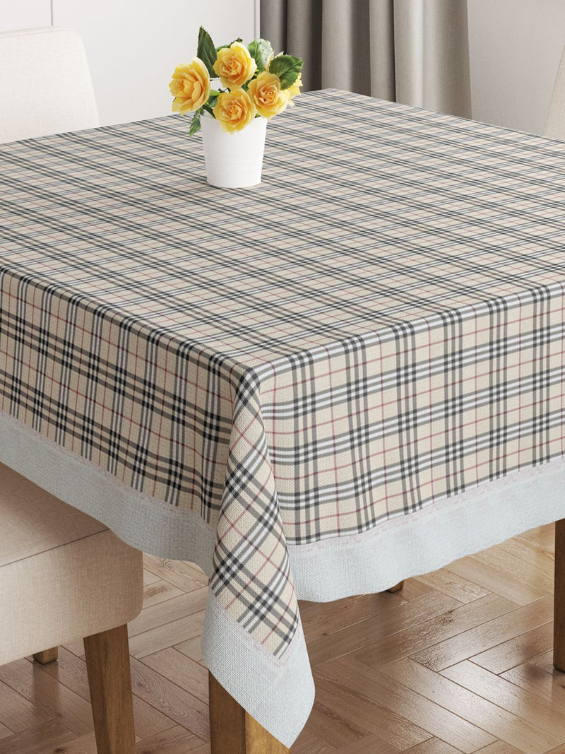 Vinyl Pvc Dining Table Cover Easy To Clean Table Cloth <small> (checks-beige)</small>