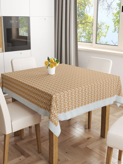 Vinyl Pvc Dining Table Cover Easy To Clean Table Cloth <small> (floral-lt.brown)</small>