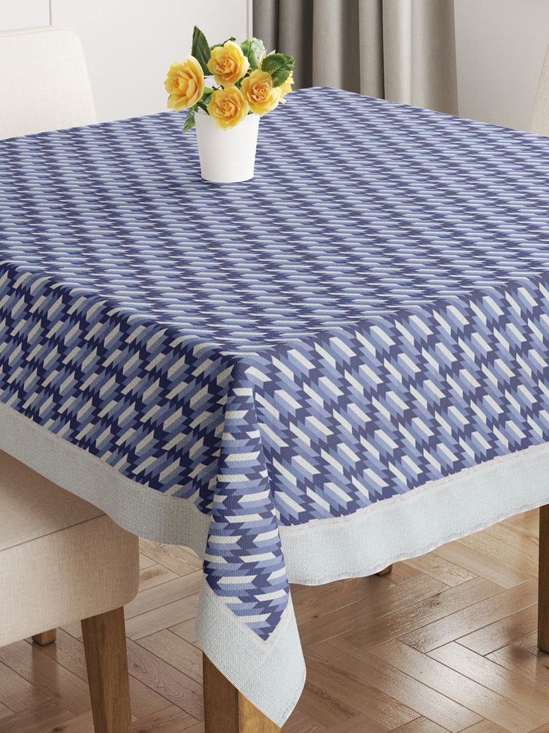 Vinyl Pvc Dining Table Cover Easy To Clean Table Cloth <small> (geometric-blue/ivory)</small>