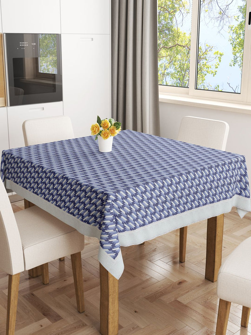 Vinyl Pvc Dining Table Cover Easy To Clean Table Cloth <small> (geometric-blue/ivory)</small>